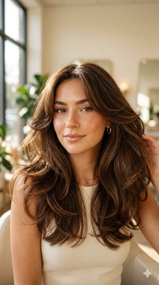 Curtain bangs, soft layers