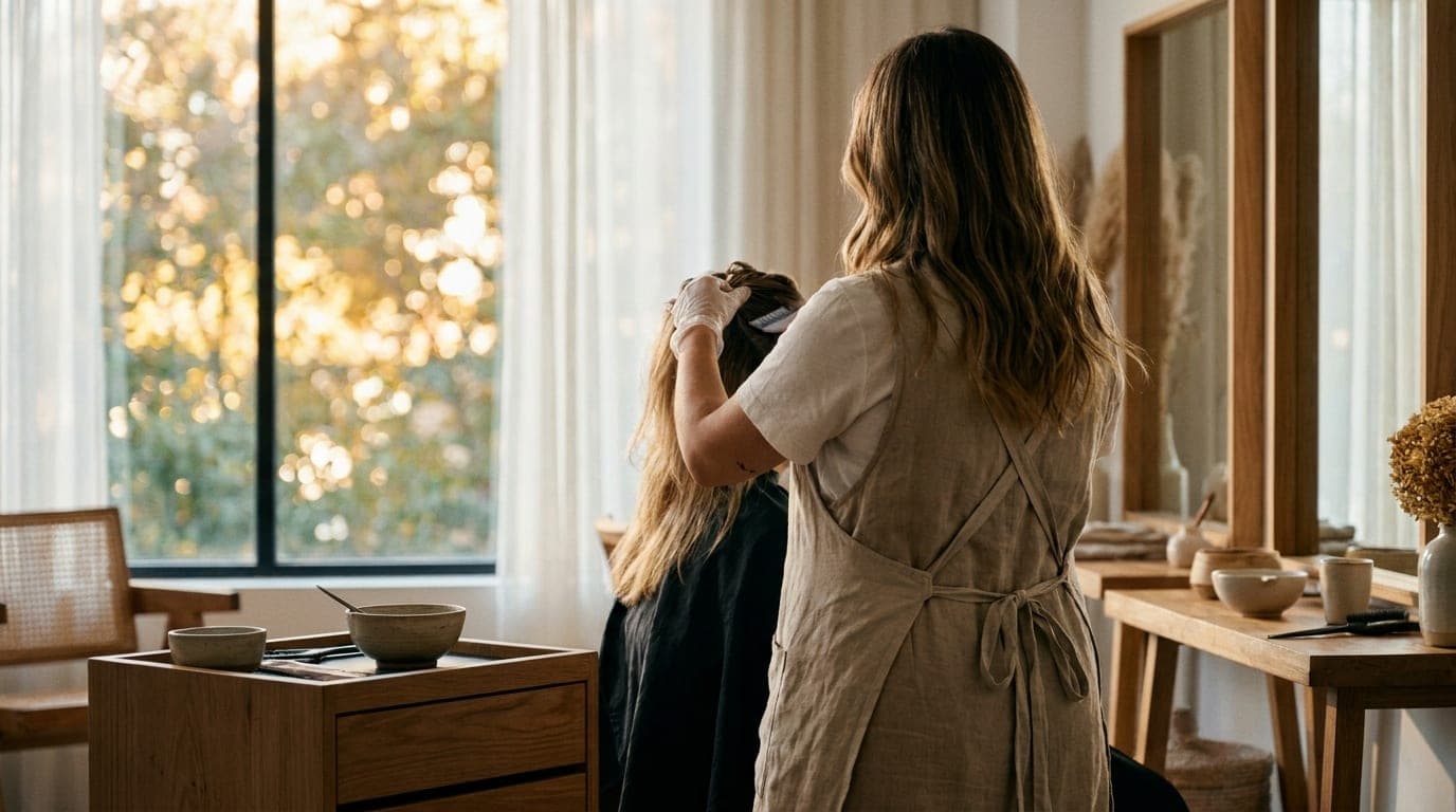 Hair stylist at work in Silver Lake, Los Angeles